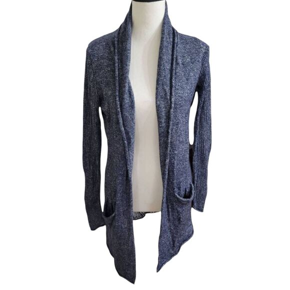 Athleta Open Front Cardigan Size XXS Heather Blue Cashmere Linen Blend, oversize - Picture 2 of 7